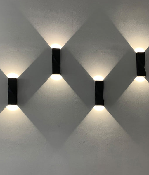 GIROTRI: Exterior LED Tri-CCT Surface Mounted Up/Down Twist Wall Lights IP65 - Dark Grey