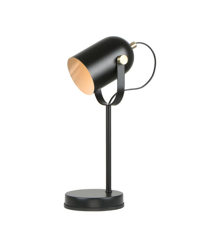 TAZZA: Ellipse Shade with Antique Brass Highlight Table Lamp - Matte Black