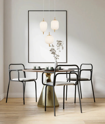 PINO: Interior Opal Matte Mirror Finish Glass Round Pendant Lights