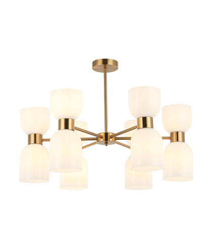 CLESSIDRA: Interior Mirror Finish Opal Glass Ellipse x12 Round Base Pendant Lights