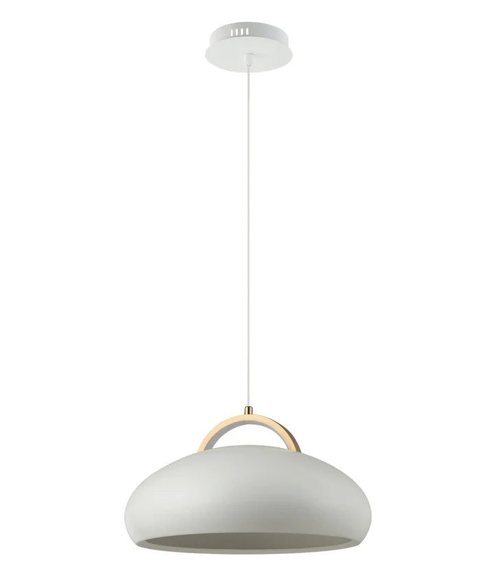 KUPOL: Interior LED Tri-CCT Dome with Brass Highlight Pendant Lights - White