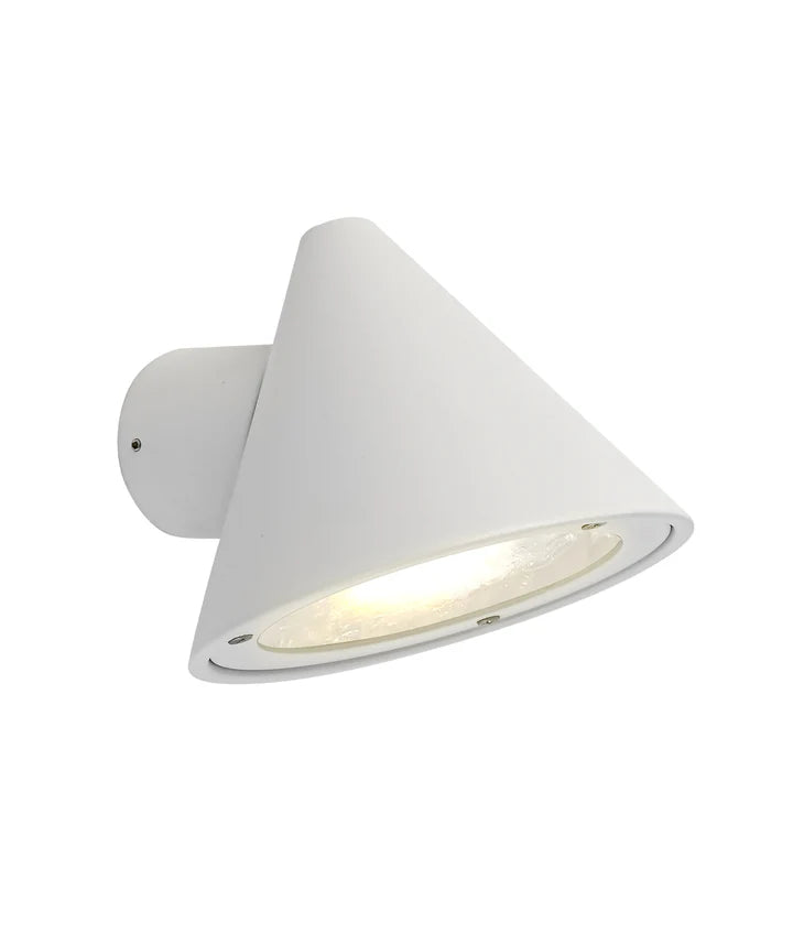 CUCHARA: Exterior Cone Surface Mounted Wall Lights IP65 / IP44 - White Aluminium