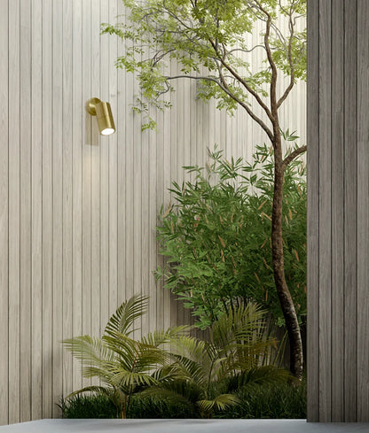 GU10 Exterior Wall Pillar Spot Lights (Solid Polished Brass) IP65 - Single Adjustable