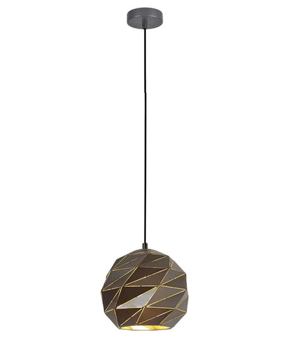 ORIGAMI: Interior Small Dome Carved Iron Origami Style Pendant Light - Rose Gold