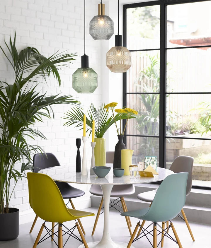 MARACA: Interior Glass Jar With Quadrilateral Segment Pendant Light - Smokey Black