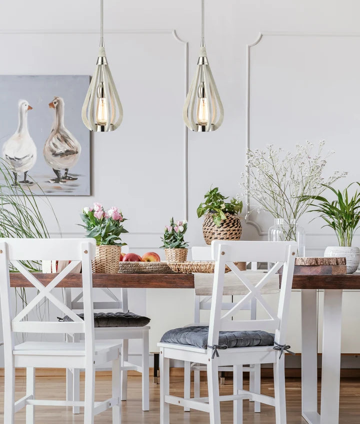 BONITO3: Rustic Large Winter Moss Wood Tear Drop Pendant Light