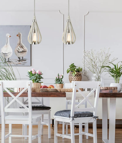 BONITO3: Rustic Large Winter Moss Wood Tear Drop Pendant Light