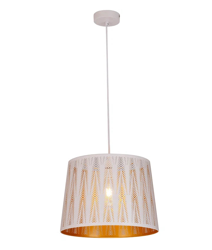 PENSHADE: Interior Slanted with Vector Pattern Laser Cut Pendant Lights - White