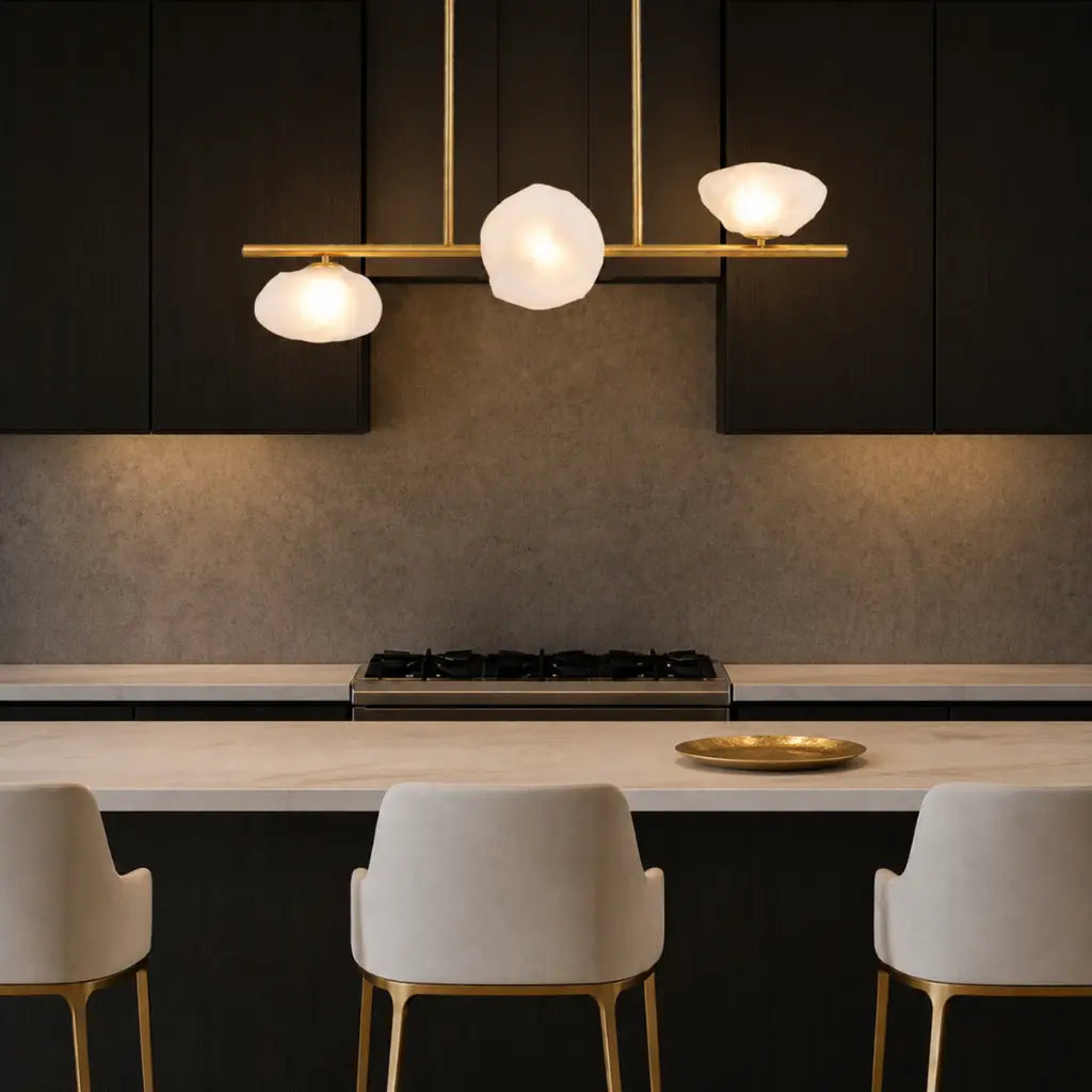 ZECCA 3 Linear Pendant Light - Antique Gold/Frost