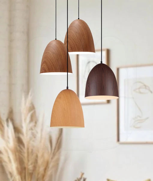 LIGNA: Retro Replica Wood Oblong Pendant Light - Black Walnut