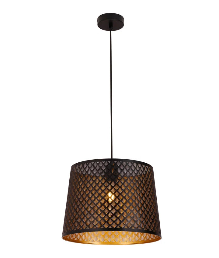 PENSHADE: Interior Slanted with Geometry Pattern Laser Cut Pendant Lights - Black