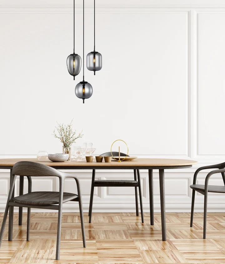 PINO: Interior Smokey Black Mirror Finish Pendant Lights