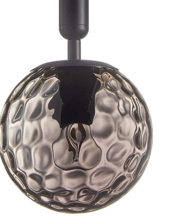 TRATTINO1X3R: Interior Smokey Black Spherical Glass Pendant Light