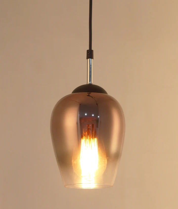 VINUM: Interior Wine Glass Shape Copper Coloured with Fading Effect Glass Pendant Light