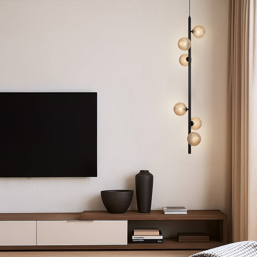 ELSON 6 Pendant Light - Black/Amber Tear