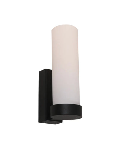 VARA: Interior Tubular Up Opal Glass Wall Light - Black