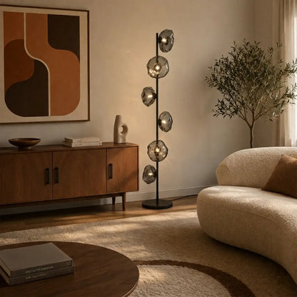 ZECCA 6 Light Floor Lamp - Black/Smoke