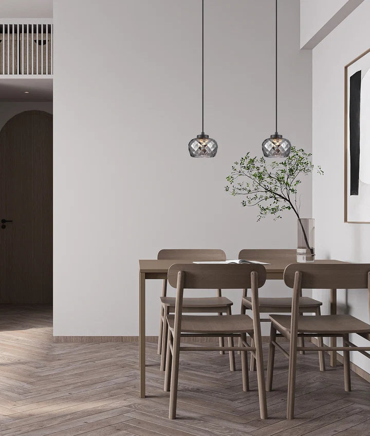 CARAMELLE: Interior LED Tri-CCT Glass Pendant Light - Smokey Black