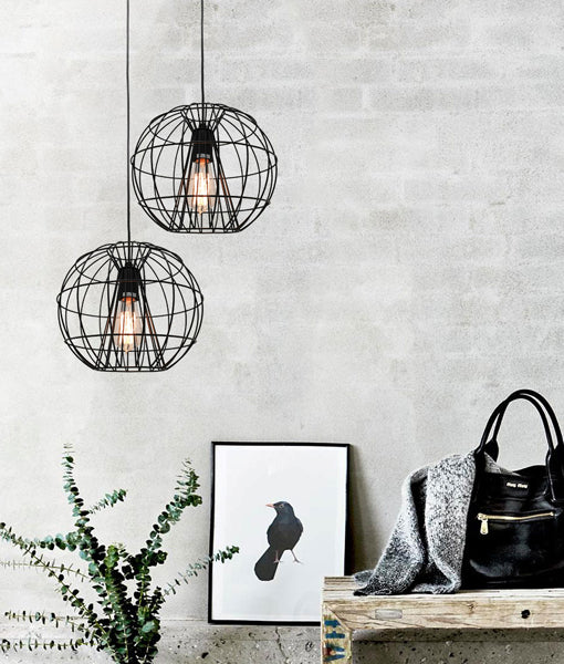 SENTINEL: Modern Minimalist Round Cage Pendant Light - Matte Black