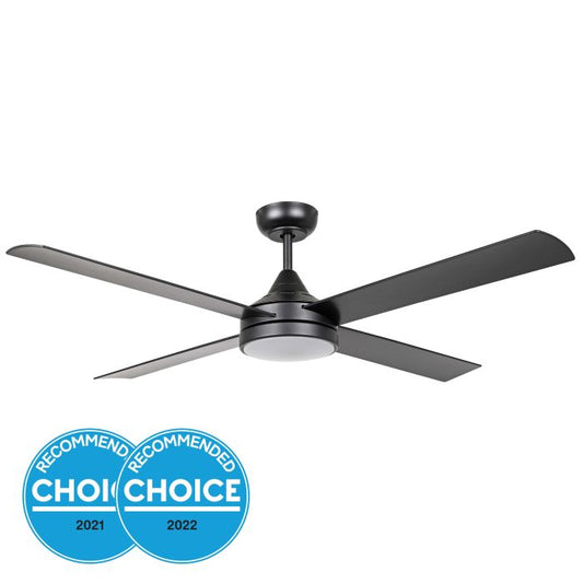 52" Stradbroke Ceiling Fan With LED Light CCT 20w- Matt Black