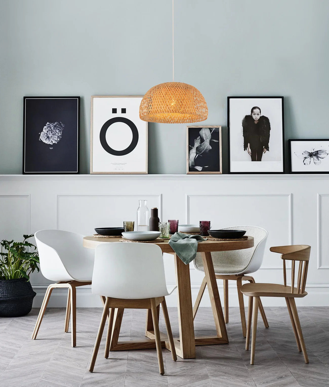 CANASTA: Bohemian Interior Natural Bamboo Finish Pendant Light - Large
