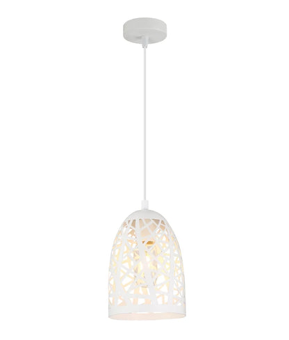 ESCAMA: Interior Iron Cage Ellipse Pendant Light - White