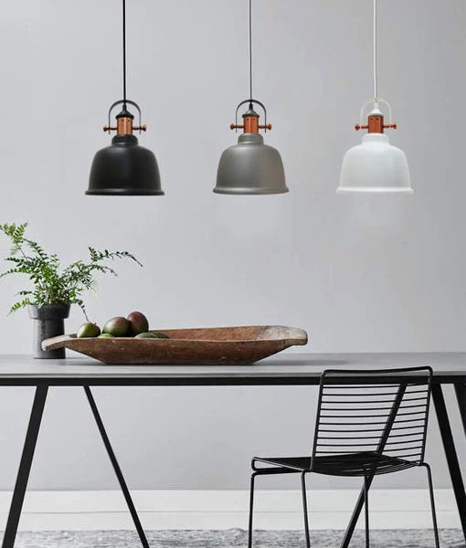 ALTA: Industrial Bell Shape With Copper Highlights Pendant Light - Matte Black