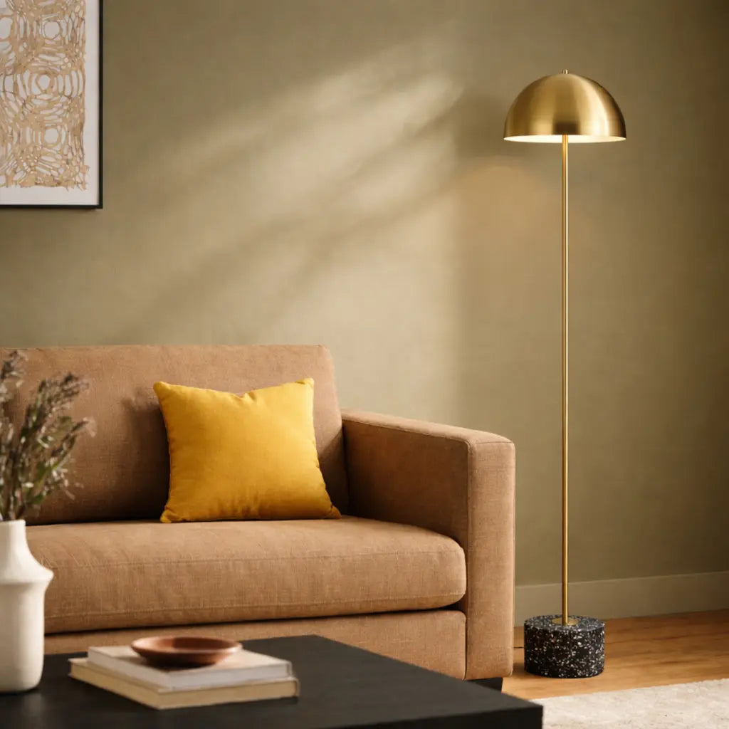 DOMEZ Floor Lamp - Black Terrazzo/Antique Gold