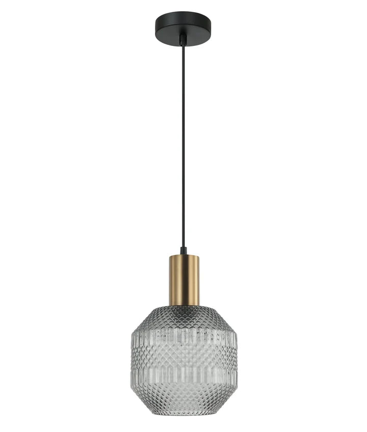 MARACA: Interior Glass Jar With Quadrilateral Segment Pendant Light - Smokey Black
