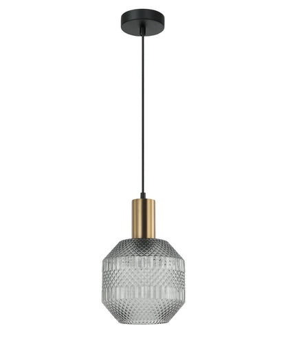 MARACA: Interior Glass Jar With Quadrilateral Segment Pendant Light - Smokey Black