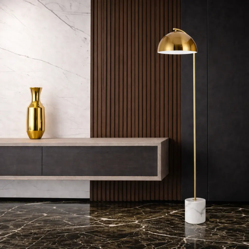ORTEZ Floor Lamp - White/Antique Gold