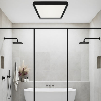 LUNOS 40CM 30W 3CCT Square LED Oyster Dimmable Ceiling Light - Black
