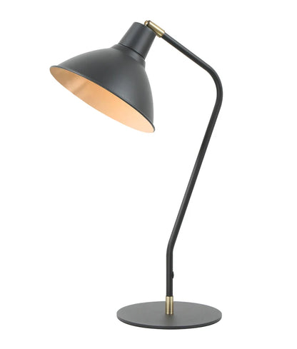 COLLO: Cone Shade with Antique Brass Highlight Table Lamp - Matte Black