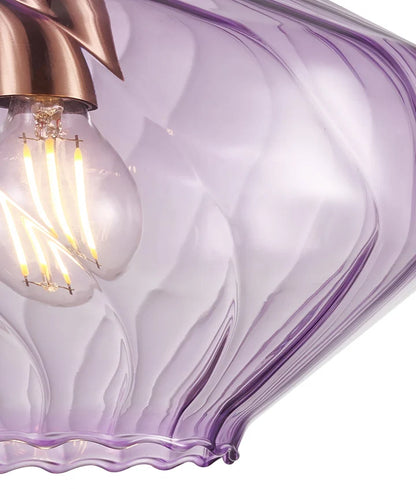 CAMPANA: Interior Wine Glass Shape Ribbed Pendant Lights - Purple