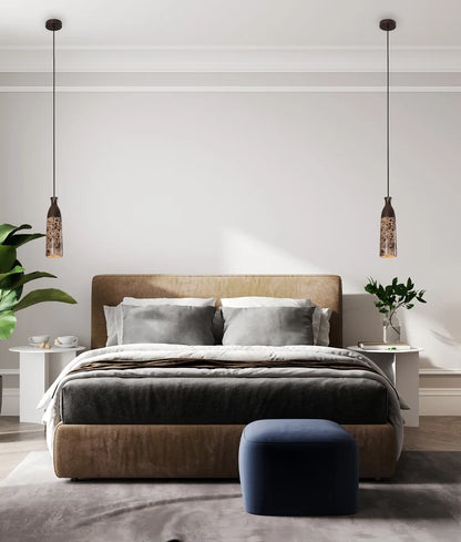 MARMOL: Interior Marble Cylinder Pendant Lights - Brown Marble