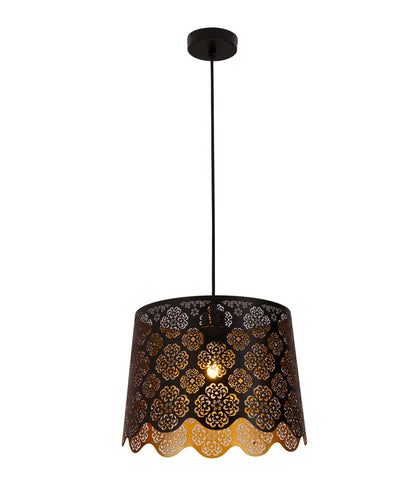 PENSHADE: Interior Slanted with Flower Pattern Laser Cut Pendant Light - Black