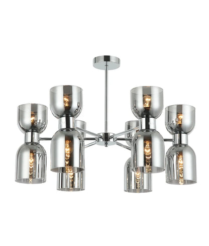 CLESSIDRA: Interior Mirror Finish Smokey Black Glass Ellipse x12 Round Base Pendant Lights
