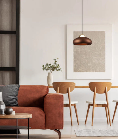 KUPOL: Interior LED Tri-CCT Dome with Brass Highlight Pendant Lights - Coffee