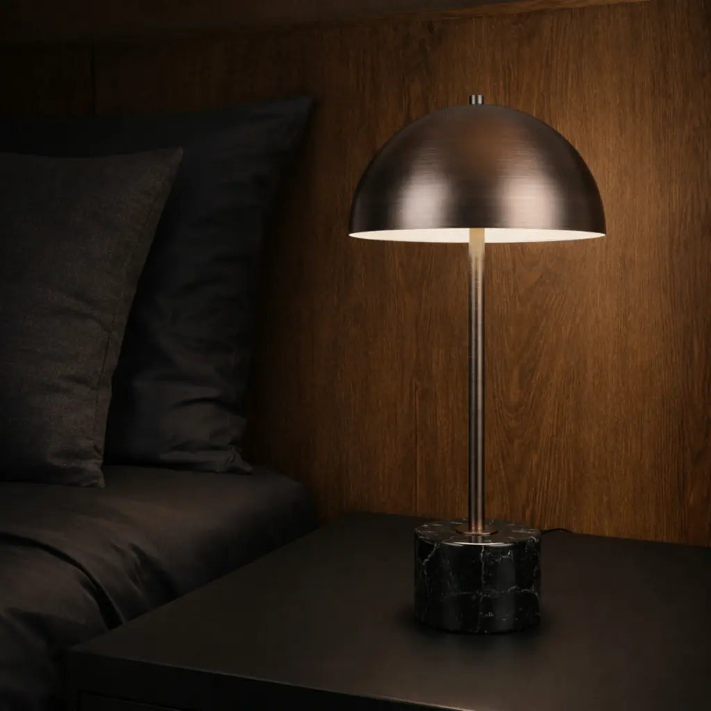 DOMEZ Table Lamp - Black Marble/Bronze