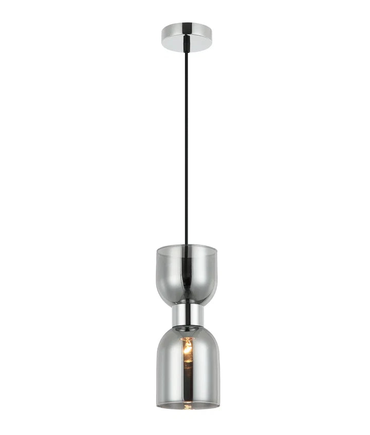 CLESSIDRA: Interior Mirror Finish Smokey Black Glass Ellipse Pendant Lights