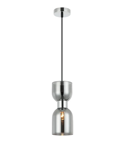 CLESSIDRA: Interior Mirror Finish Smokey Black Glass Ellipse Pendant Lights