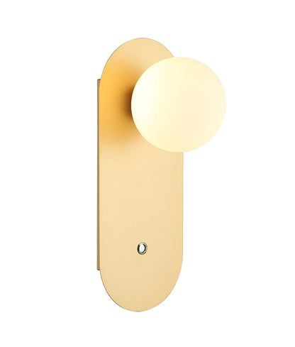 OVALIS: Interior Round Opal Diffuser Oblong Base with Switch Wall Lights - Gold
