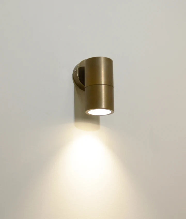 GU10 Exterior Wall Pillar Spot Lights (Aged Brass) IP65 - Single Fixed
