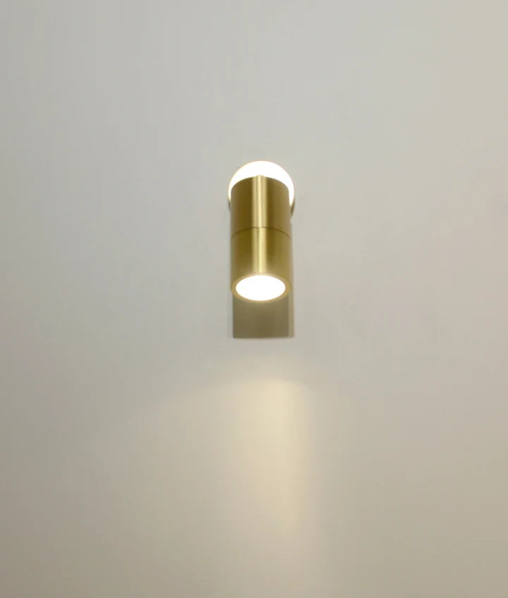 GU10 Exterior Wall Pillar Spot Lights (Solid Polished Brass) IP65 - Single Adjustable