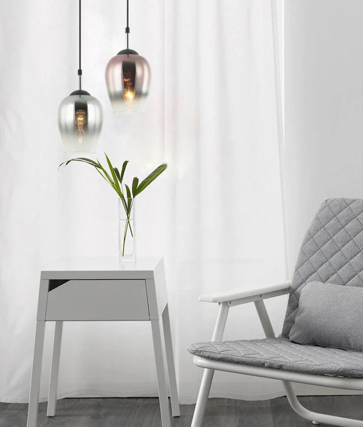 VINUM: Interior Wine Glass Shape Copper Coloured with Fading Effect Glass Pendant Light