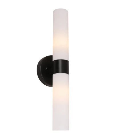 VARA: Interior Tubular Up/Down Opal Glass Wall Light - Black