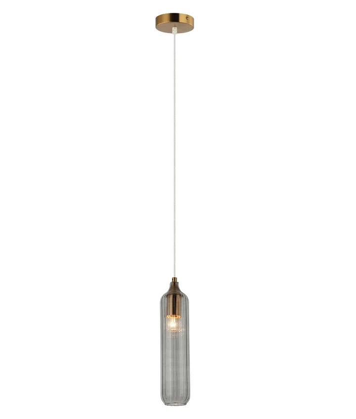 MANGA: Interior Glass Cylinder Pendant Light - Smokey Black