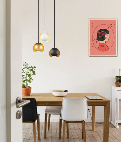 VAINA: Minimalist Scandinavian Interior Small Iron Dome Shape Pendant Light - White