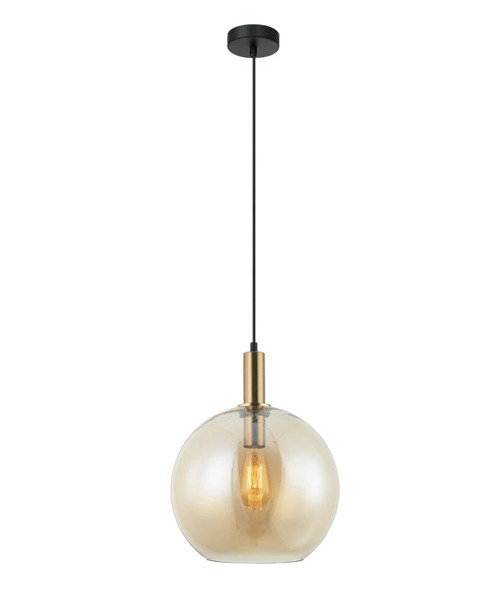 PATERA: Interior Glass with Extended Bronze Highlight Pendant Light - Amber