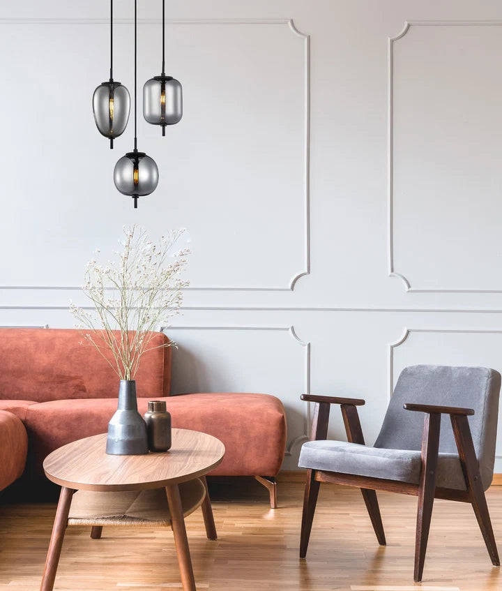 PINO: Interior Smokey Black Mirror Finish Pendant Lights